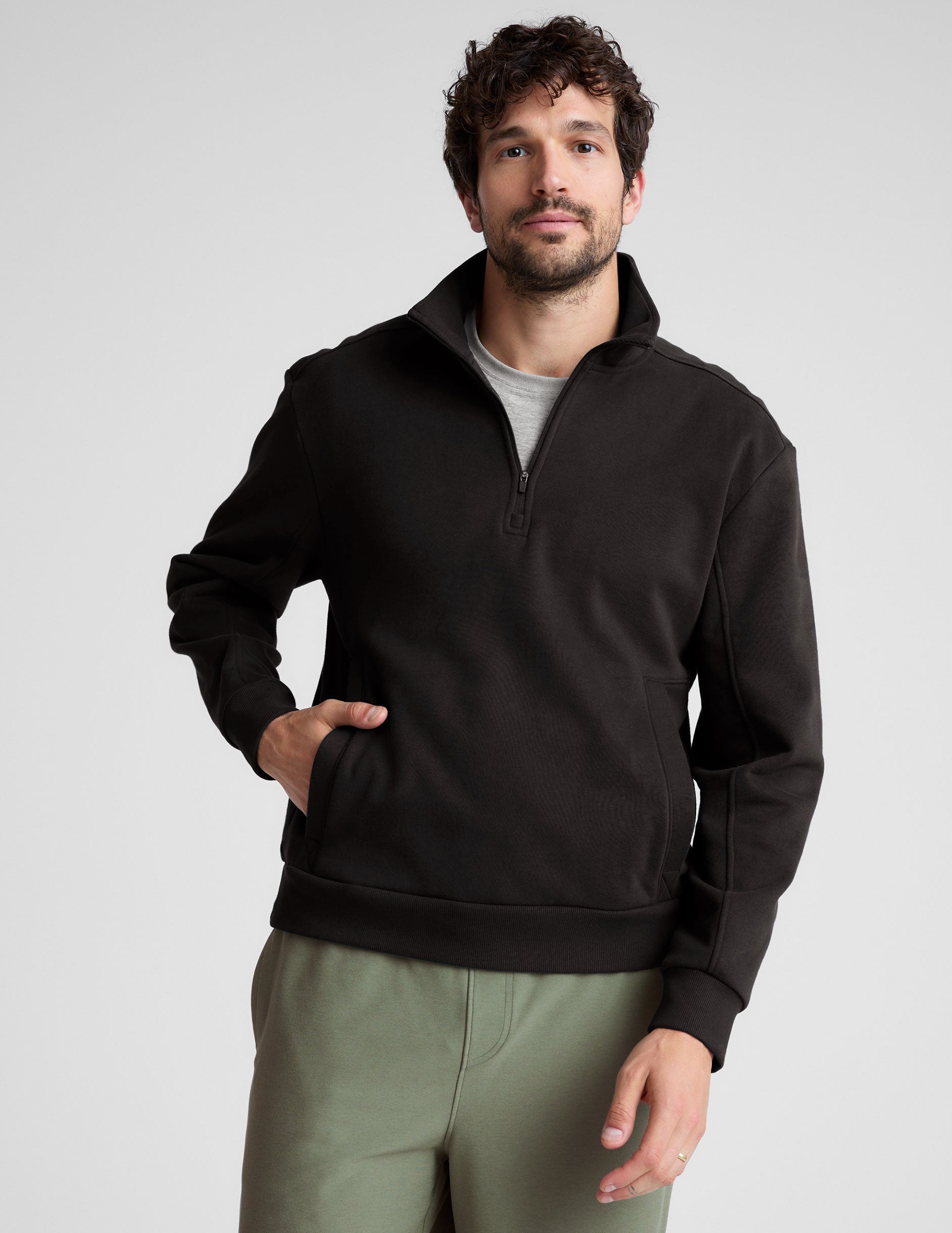 Men's Black Half Zip Pullover