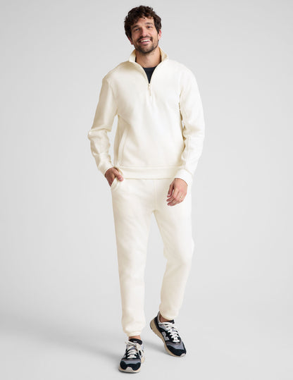 Mens White Half Zip Pullover