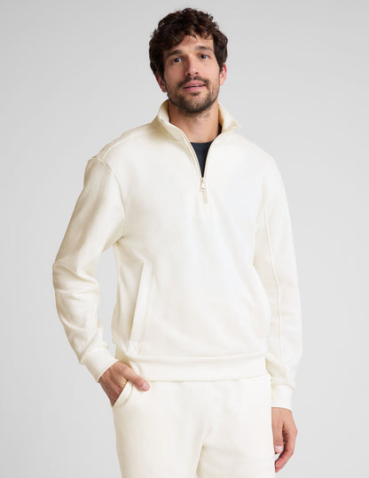 Mens White Half Zip Pullover