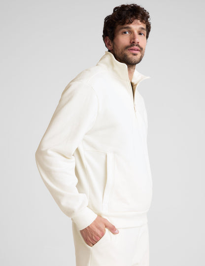 Mens White Half Zip Pullover