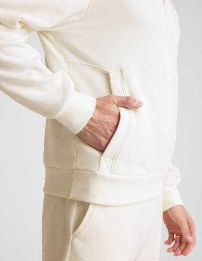 Mens White Half Zip Pullover