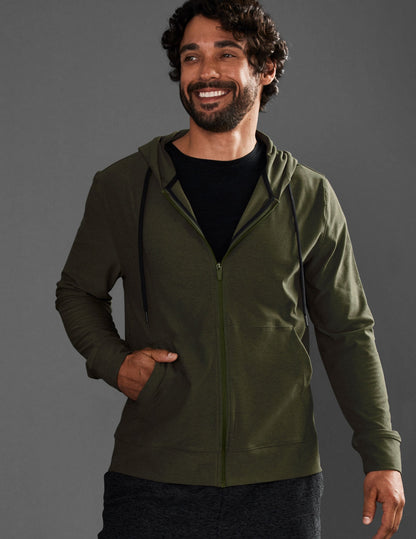 Beyond Olive Heather Men's Zip Hoodie